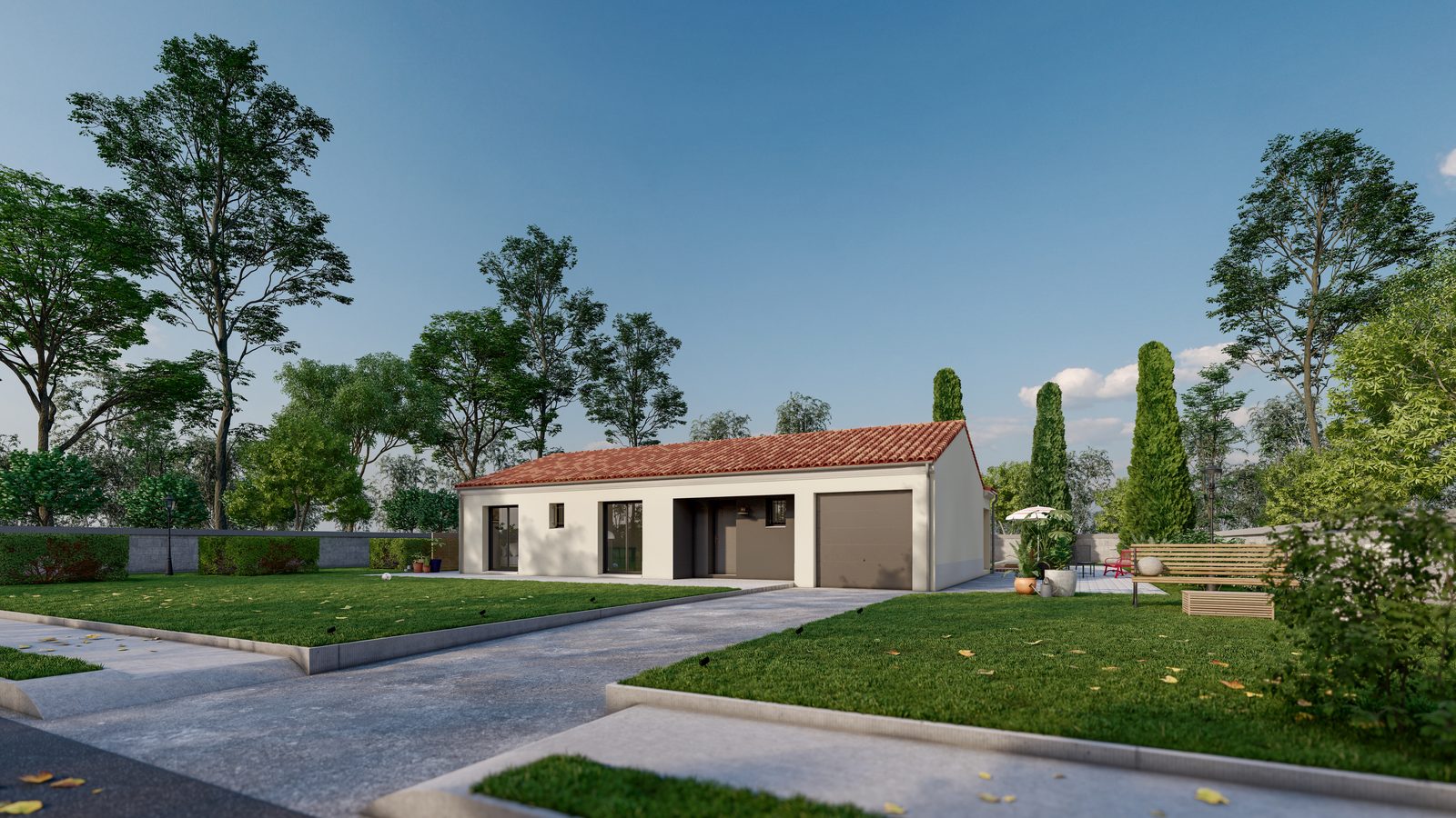 AMBRE 3.104 GI Sud – façade Sud de plain-pied méditerranéen